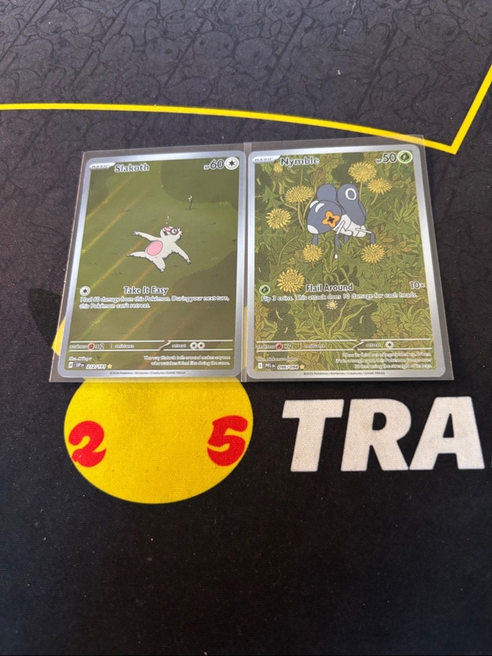 Pokemon Slakoth & Nymble Holographic Cards - Green